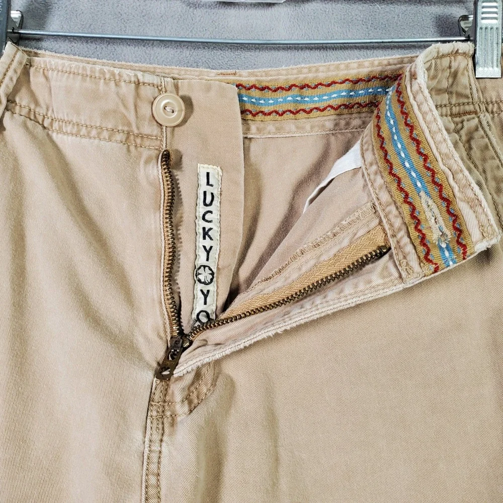 Lucky Brand‎ Cargo Shorts Mens 36 Tan Khaki 100% Cotton Gorpcore Utilitarian Y2K